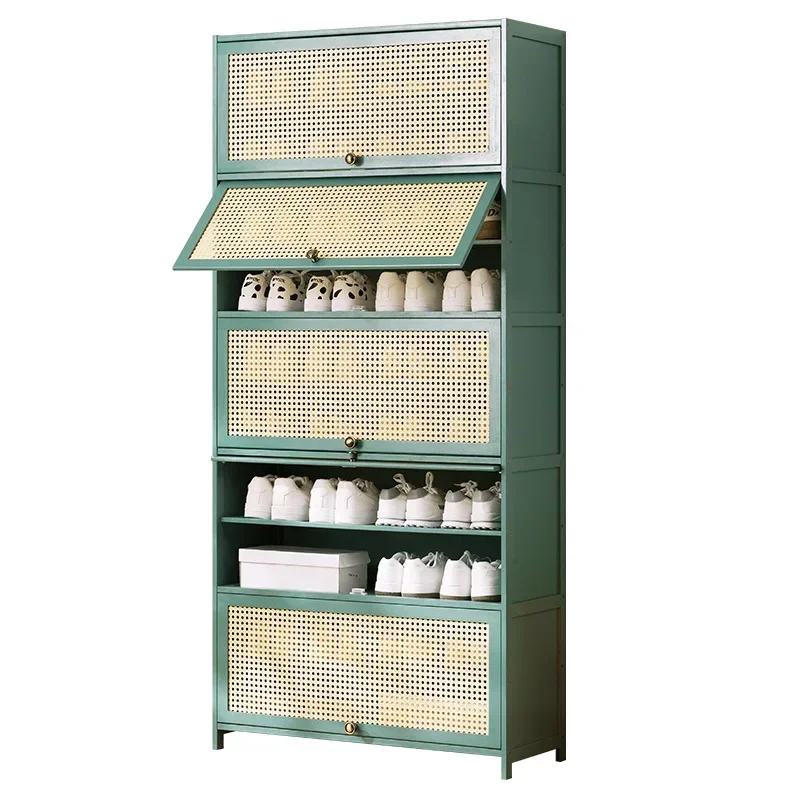 

Green Display Shoe Cabinets Organizer Minimalist Japanese Style Holder Shoe Cabinets Wooden Furniture Bedroom