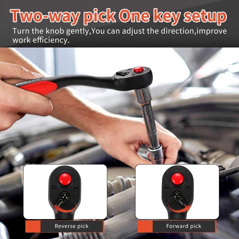 3-piece Set Of 72-tooth Bending Handle Ratchet High Torque Reversible Quick Release Ratchet Socket Wrench For Car Repair