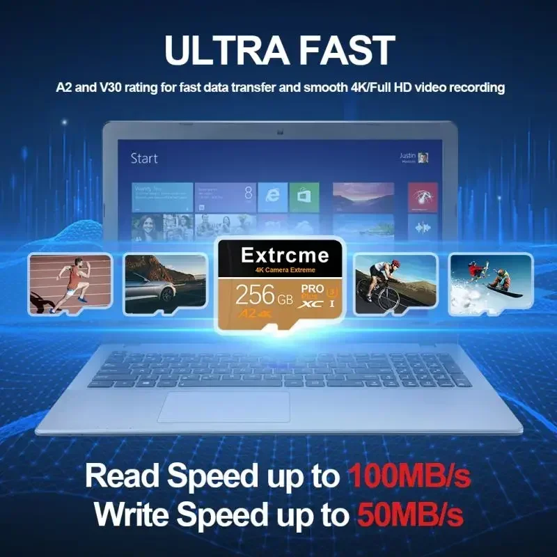 Scheda di memoria SD da 512GB 128GB scheda TF Class10 ad alta velocità da 64GB 4K Ultra-HD Video A2 scheda SD scheda di memoria Flash TF per fotocamera del telefono