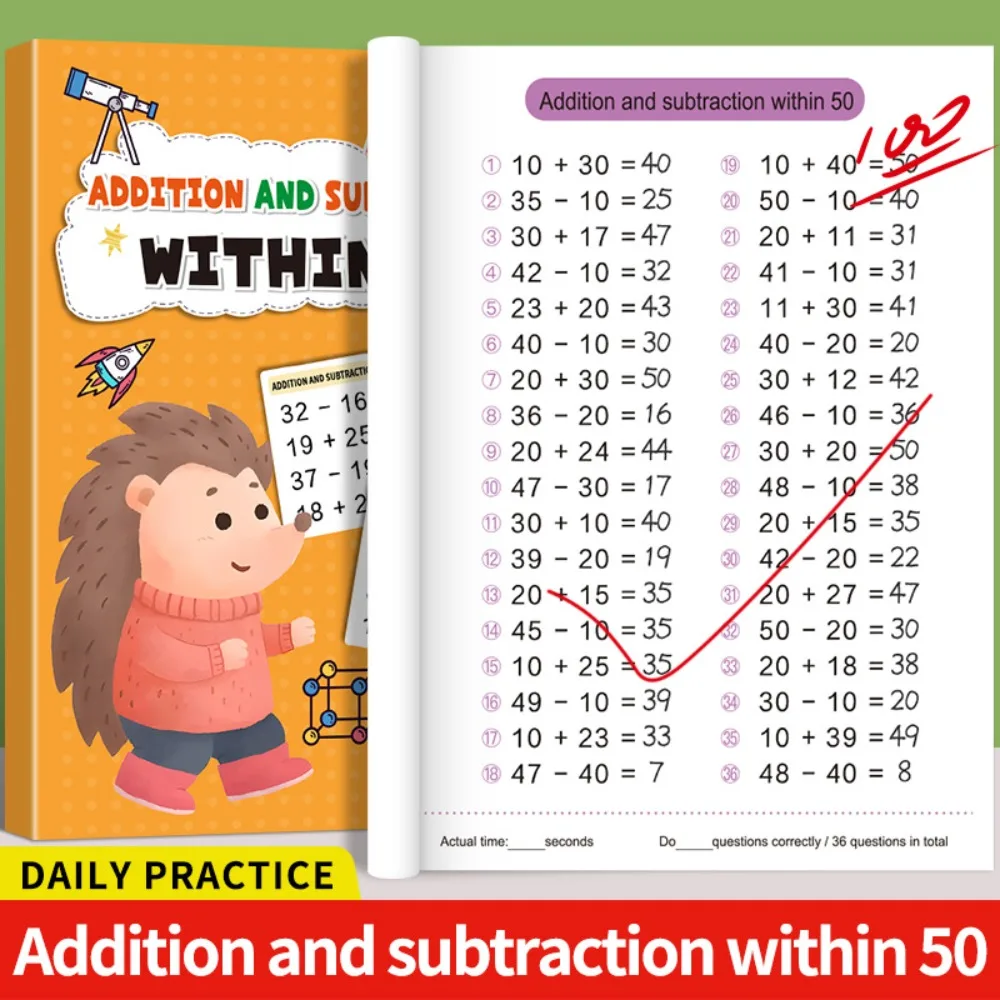 Within 10-100 Arithmetic Exercise Book Early Education 64 Pages Math Workbook Learning Tools Math Quick Calculation Book