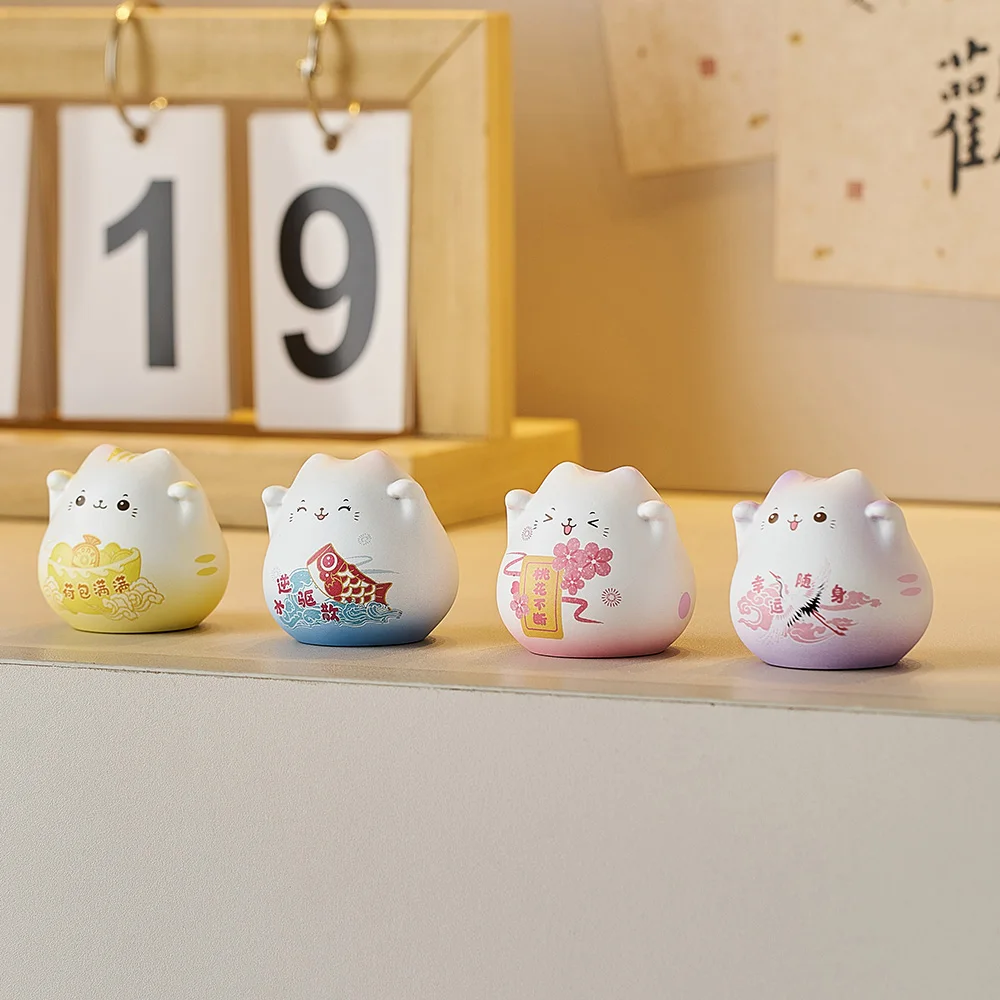 Cute Maneki Neko Home Decoration Lucky Cat Ornaments Ceramic Crafts Fortune Animal Statues Room Decor Desk Accessories Gifts