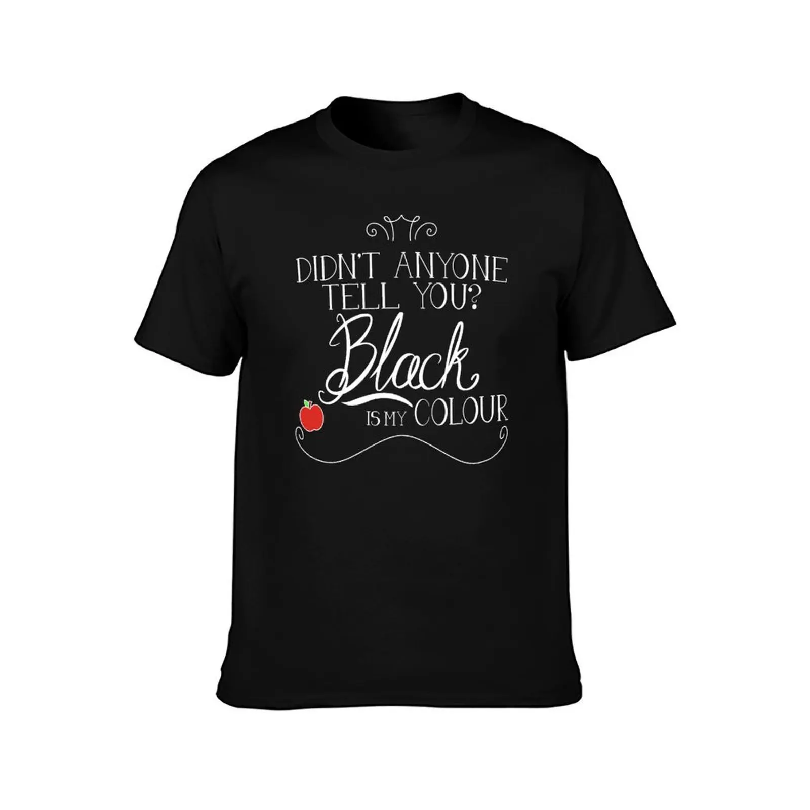 Black is my colour (white font, English spelling) T-Shirt, Summer Casual Cotton Tee, Oversized Streetwear Tops, Unisex Men Women