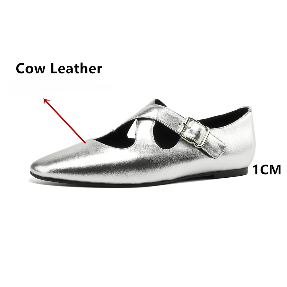 NCLIN Loafers Shoes For Women Genuine Leather Mary Jane Flats Heels Buckles Casual Shoes Woman Soft Leather Comfort Flats