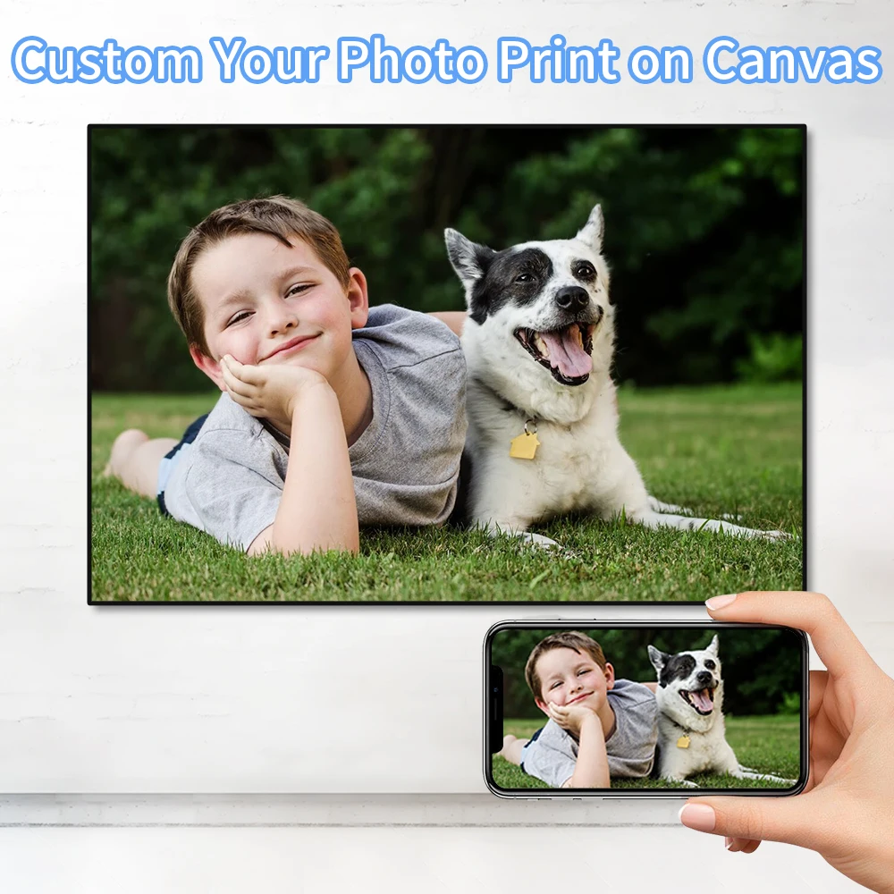 Custom Canvas Painting Family Kids Landscape Pets Animal Any Photos and Size Personalized Posters and Prints Wall Art Home Decor