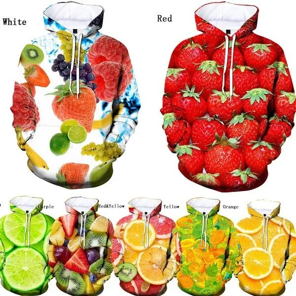 2023 Men and Women Fashion 3D Lovely Colorful Fruits Hoodies Casual Pullovers Hip Hop Harajuku Streetwear Plus Size Loose Hoodie