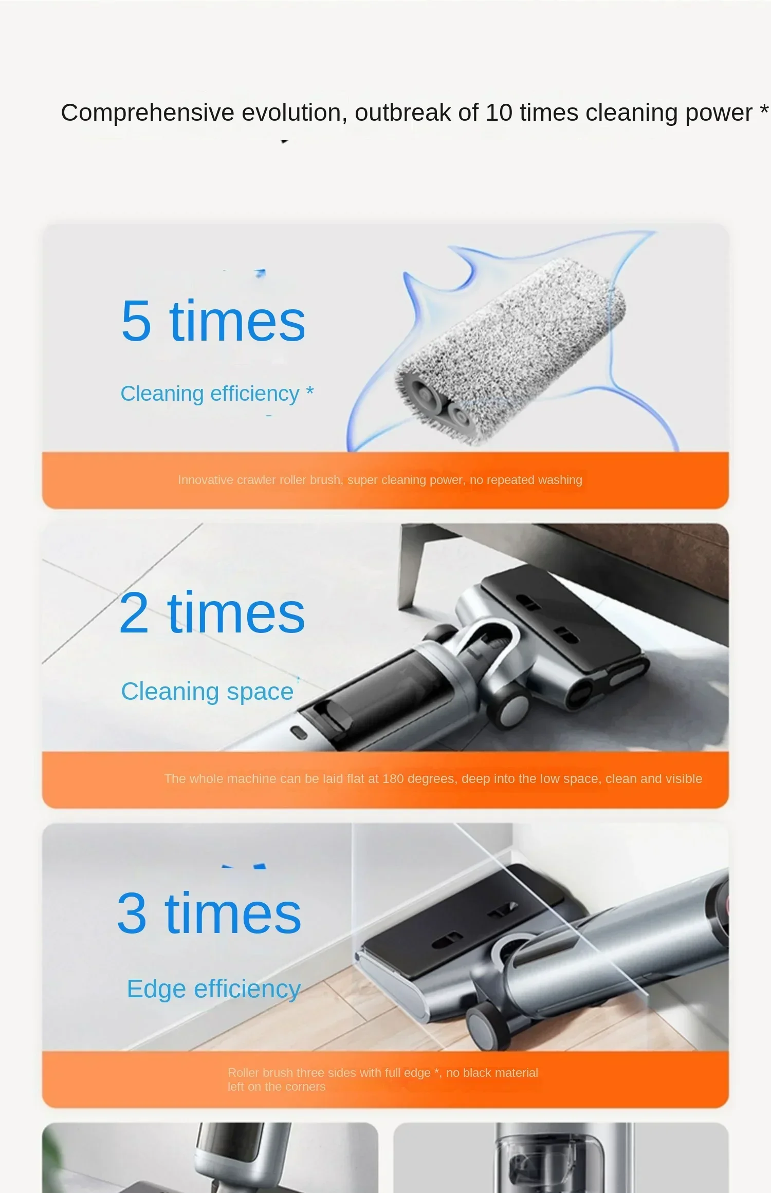 Shunzao H200 all-round track floor washing machine suction drag washing one can lie flat extension edge household appliances