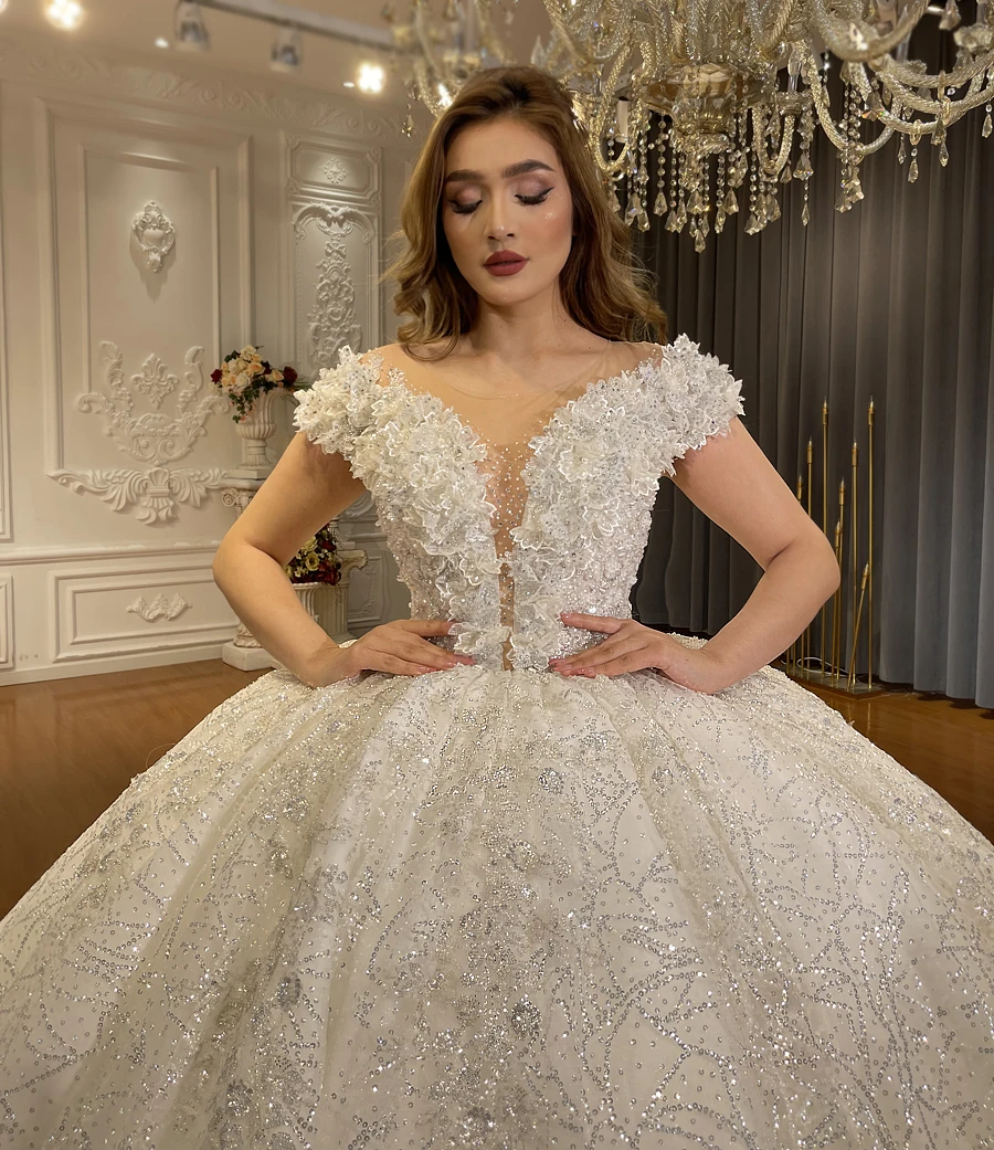 تخصيص NS4929 قبالة الكتف الأشرطة الكرة ثوب الزفاف أماندا Novias