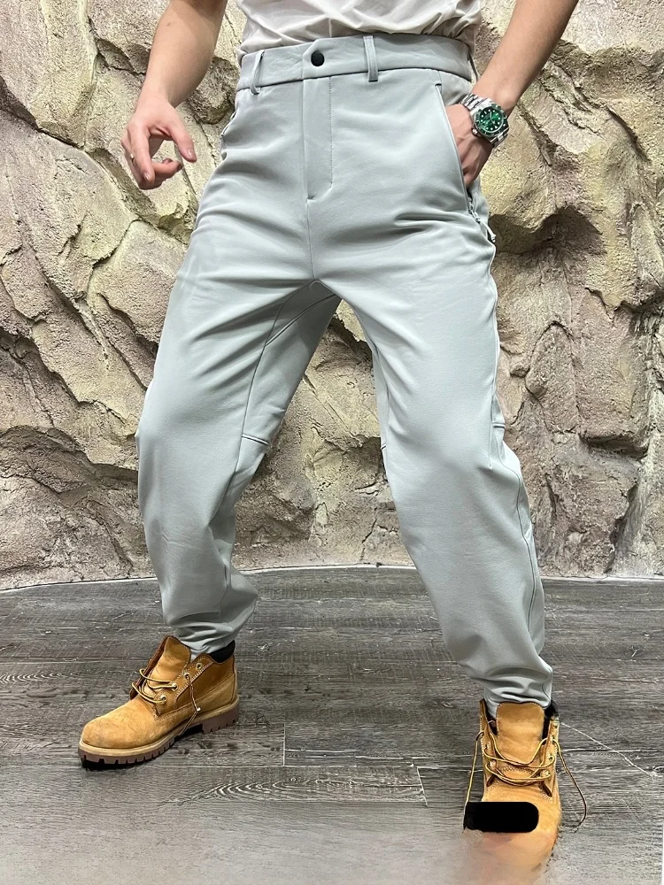 

Men's Outdoor Casual Pants Warm Fce Soft ell 3D Tailoring Autumn Winter Straight Leg Bule Closure Patterned Trousers