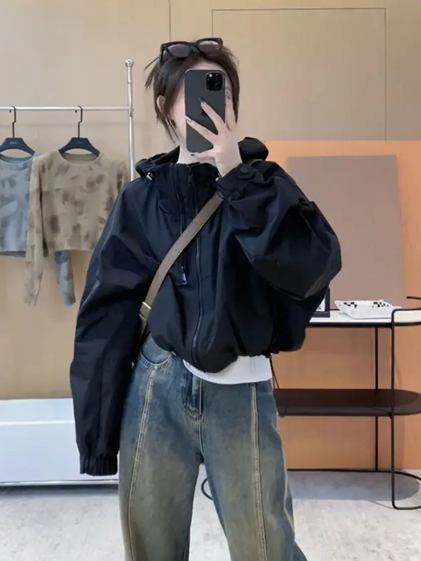 

Summer Sunscreen Hooded Lightweight Loose Windbreaker New Breathable Outdoor Thin Jacket For Women Plus Size Trench Coat