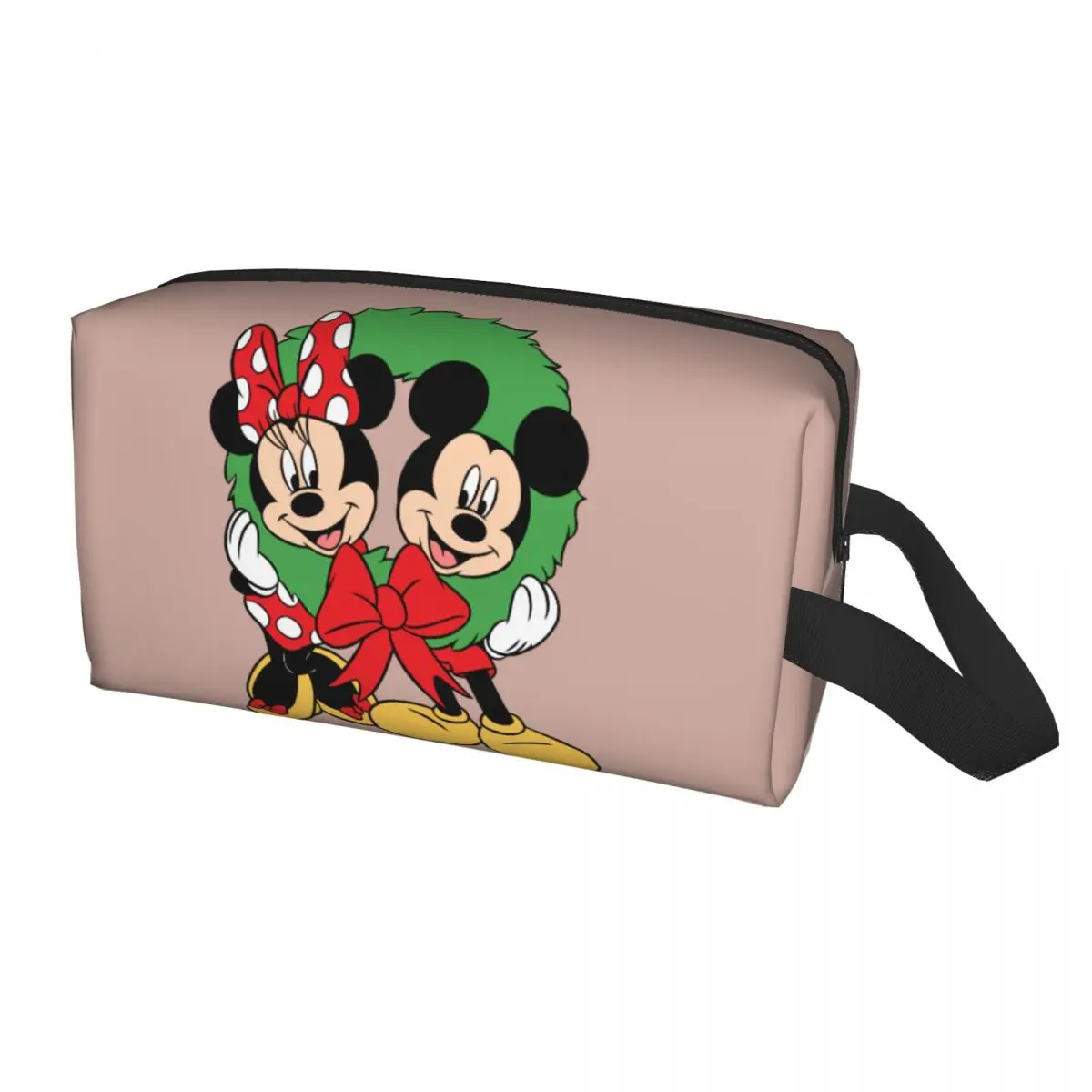 Custom Merry Christmas Minnie Mickey Mouse Toiletry Bag for Women Cosmetic Makeup Organizer Lady Beauty Storage Dopp Kit Case