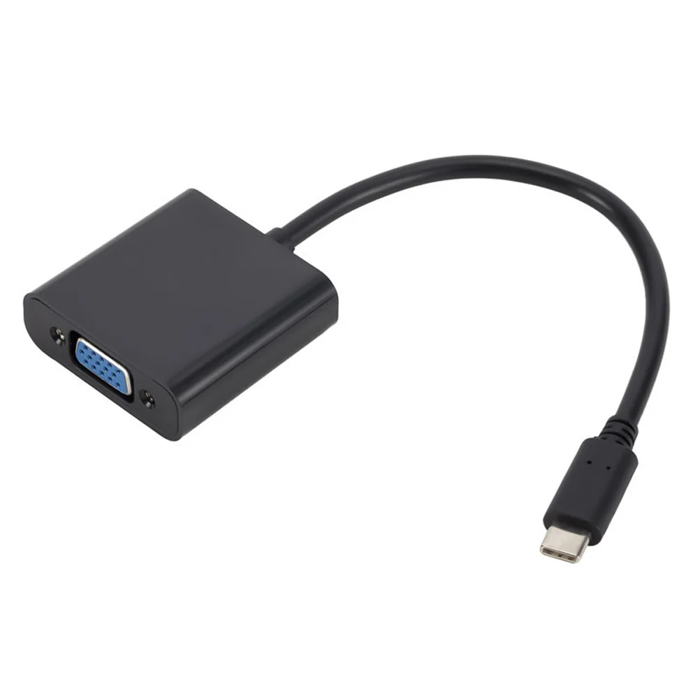 USB-C-zu-VGA-Adapterkabel, schwarzer Typ-C 3.1-Konverter für HDTV-Monitorprojektor, vollständiges 1080p-Video-Typ-C-zu-VGA-Konverterkabel