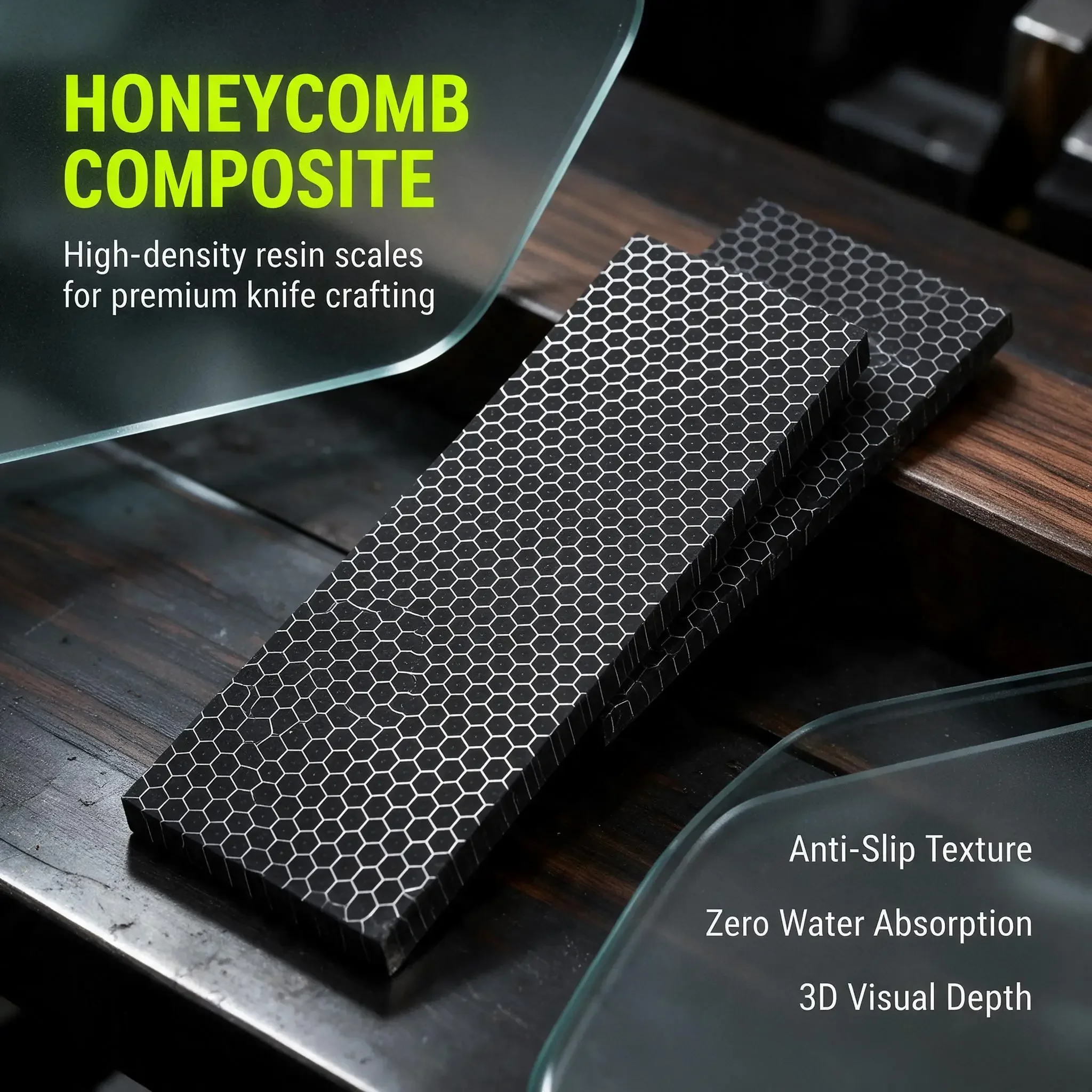 1PC Snake skin pattern honeycomb resin board C-Tek Resin Material DIY Knife Handle Material tools Handle Patch Material