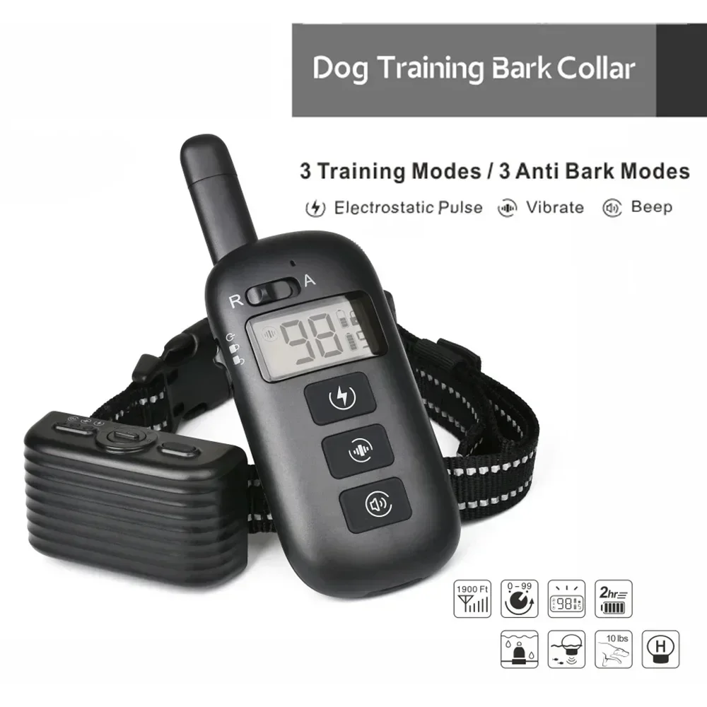 New Electric Anti Bark Stop Dog Collar, 600M Remote Dog Training Collar, Waterproof Rechargeable Dog Shock Collar for 1/2/3 Dogs