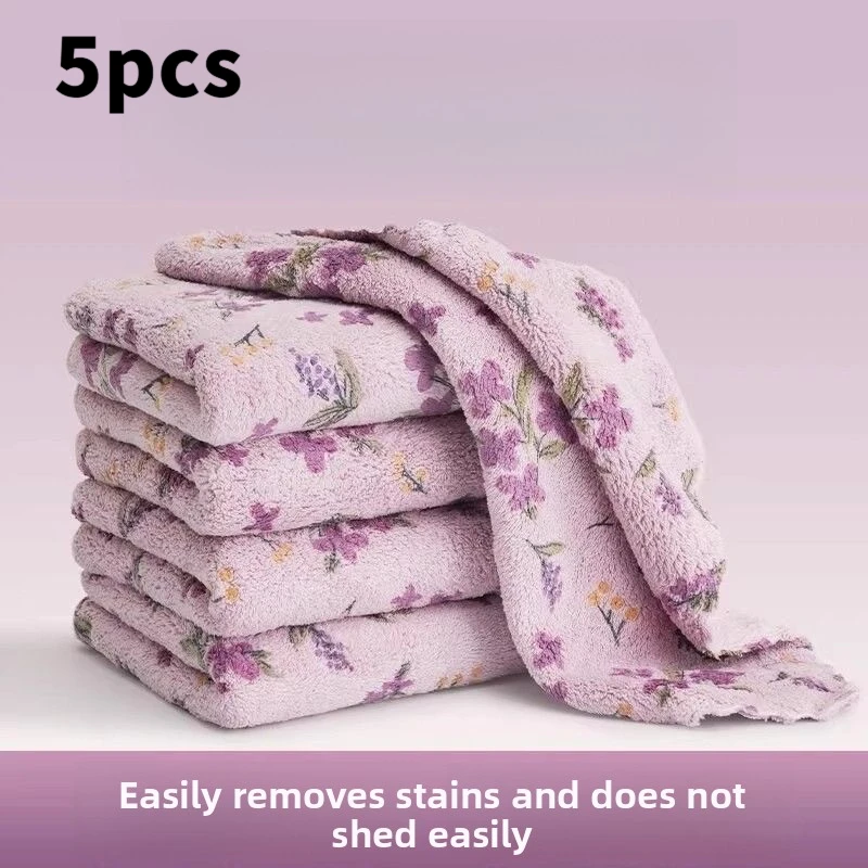 5pcs Microfiber Dish Cloths Multi Purpose Dishwashing Towels For Tableware Double Sided Cleaning Rags Tool Kitchen Accessories