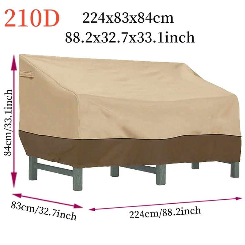 210D Outdoor Waterproof Chair Sofa Cover,Beige Coffee Color Furniture Cover,Garden Park Patio Benchs Table Rain Protector Cover