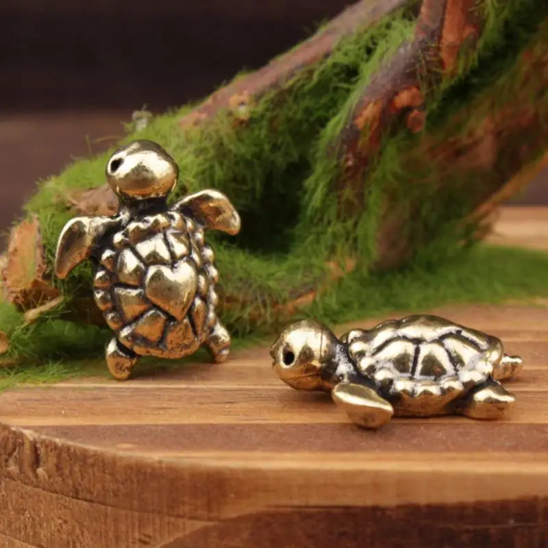 Desk Decor Tea Pet Home Office Car Ornament,1/3Pcs Brass Turtle Figurine​ Vintage Tortoise Statue For Wealth Longevity Luck
