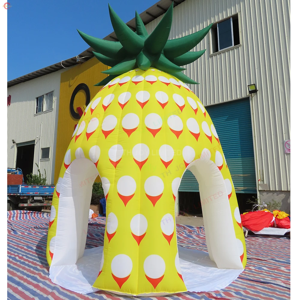 Bar inflável gigante da barraca da abacaxi de 4mh ao ar livre praia pub inflável frutas forma evento alimentos bebidas abrigo cabine para venda