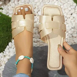 Summer Women Flat Sandals Outdoor Trend Beach Sandals Slip on Design Shoes Casual Lightweight 2025 Big Size Shoes for Women