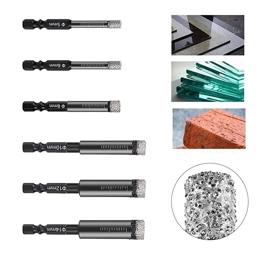 

6-12mm Hex Handle Vacuum Brazed Diamonds Dry Drill Holes Saw Cutter Marble Granite Vitrified Tile Holes Opener Diamonds Drill