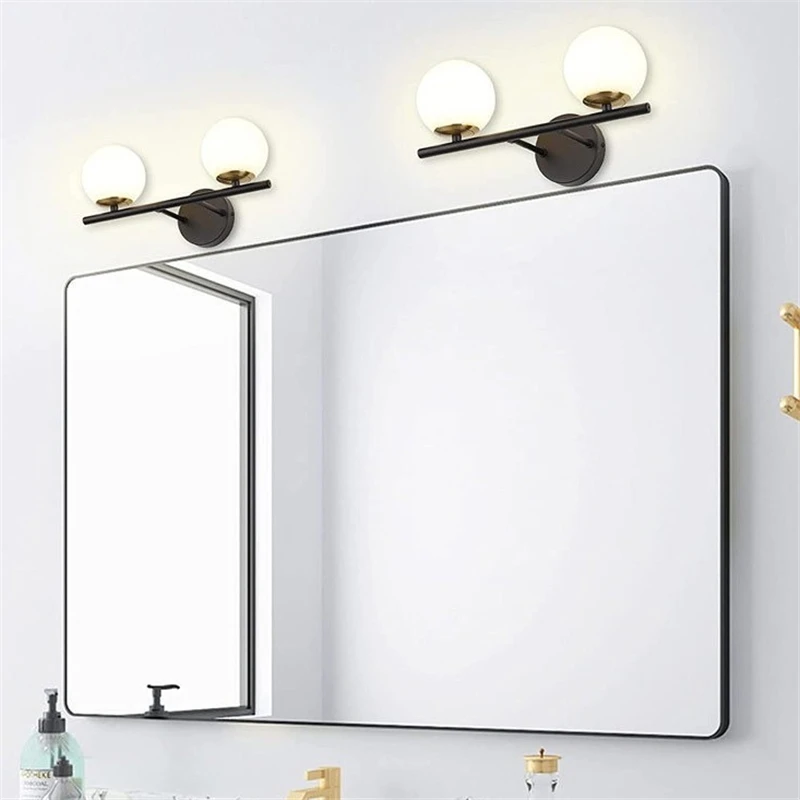 Nordic Glass Wall Lights LED Creative Golden Black Mirror Lamps Modern Living Room Restaurant Bedroom Sconce Lighting Fixtures