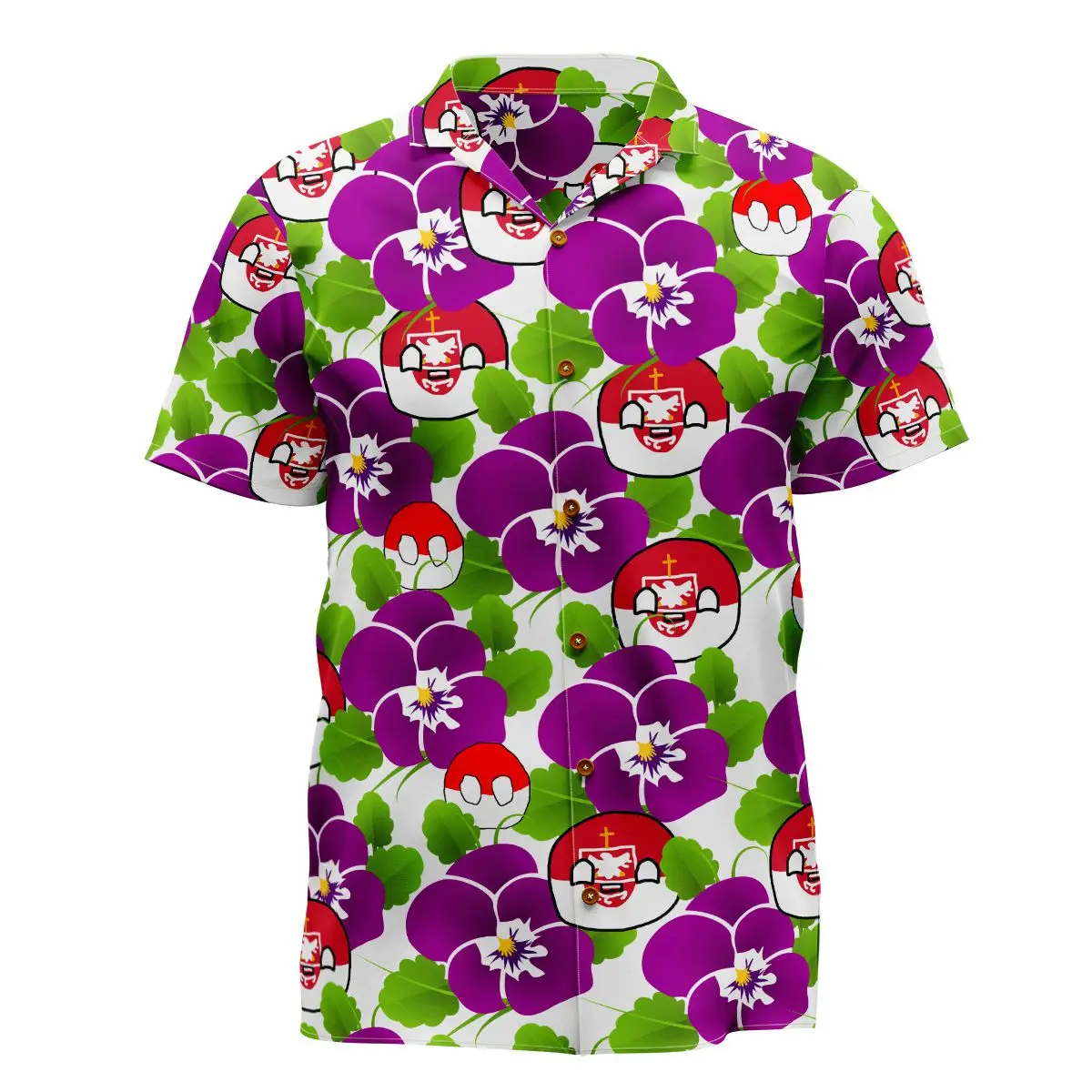 Jumeast Polandball Pansy Flower Men Hawaiian Shirt Canada Maple Leaf Countryball Pattern Shirts Unisex Baggy Clothes T-shirty