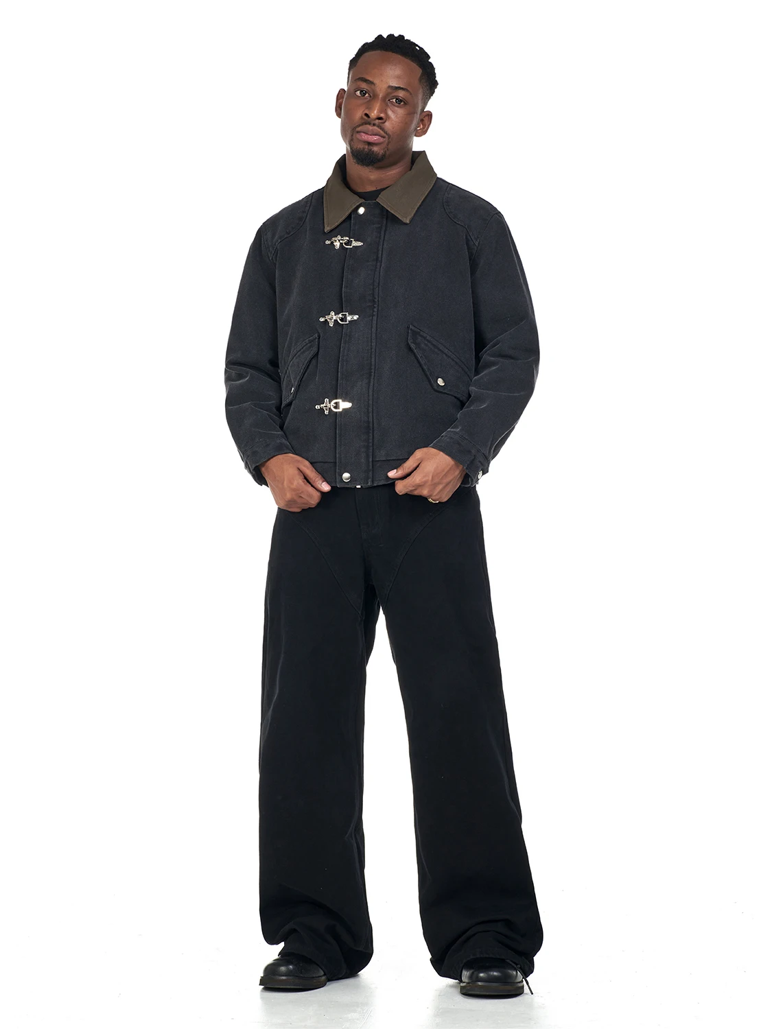 MT99 American Sle High Street Workwear Jaet Zipper Collar Patchwork Plane Bule Design Cool Retro Splice Zipper Coat
