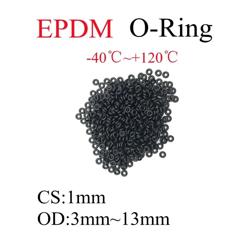 EPDM O Rings Outer Diameter 3mm ~ 13mm Acid and Alkali Resistance Water Resistance Friction Resistance Wire Diameter 1mm Black