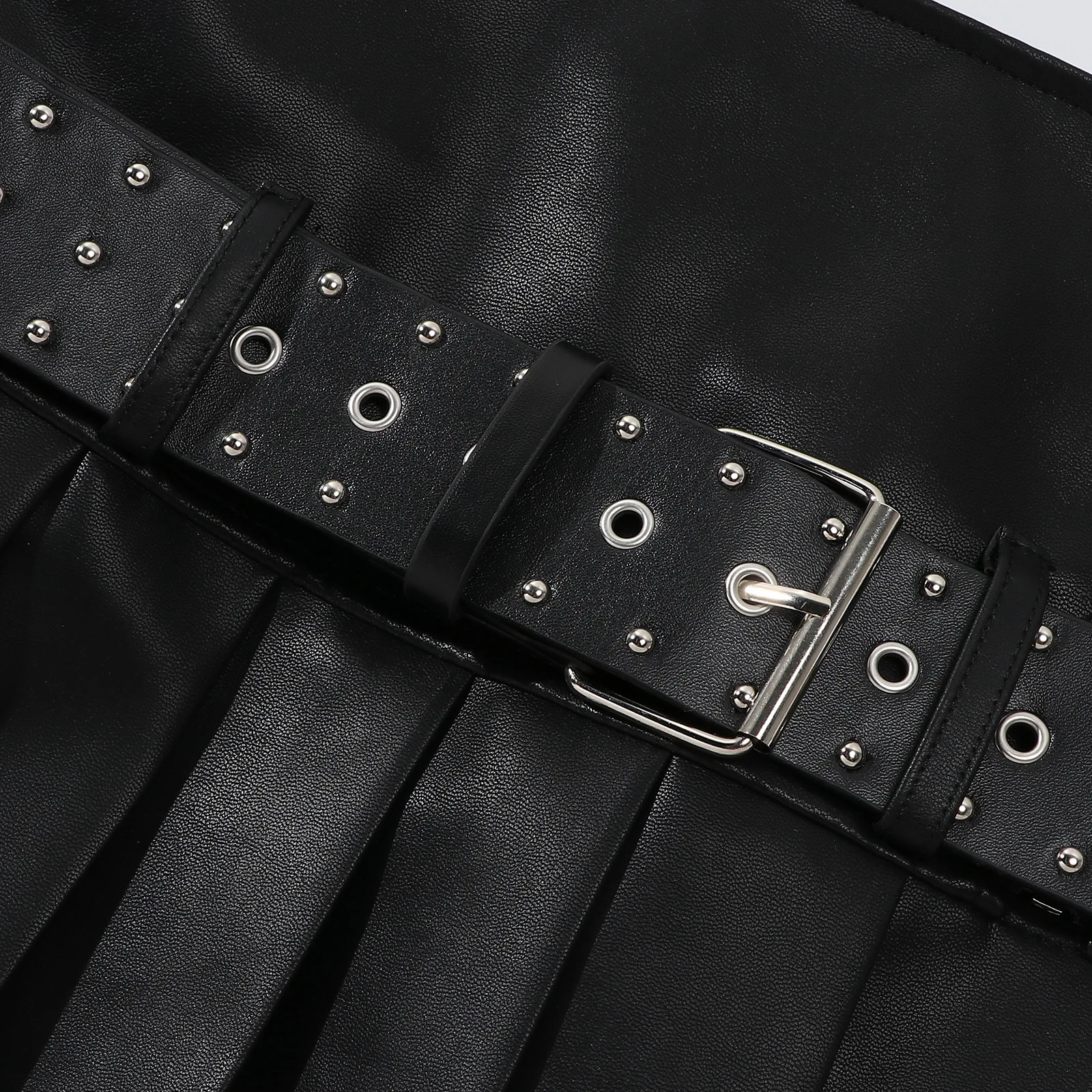 Teen Girls Faux Leather Ruffle Skirt Corset Waist Mini Skirt Punk Gothic Streetwear Cosplay Party Outfit Sweet Cool short Skirt