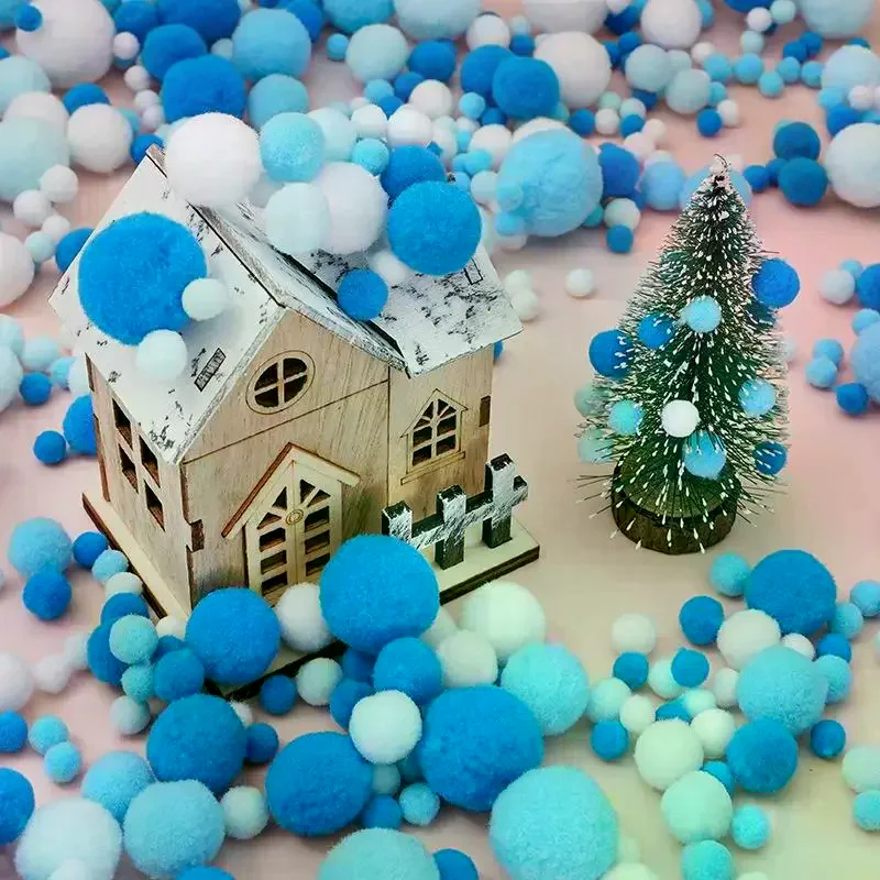 

Mixed Fluffy High Elasticity Soft Pompoms Christmas Color Series Diy Hand-sewn Craft Children's Toys Christmas Decoration Mater