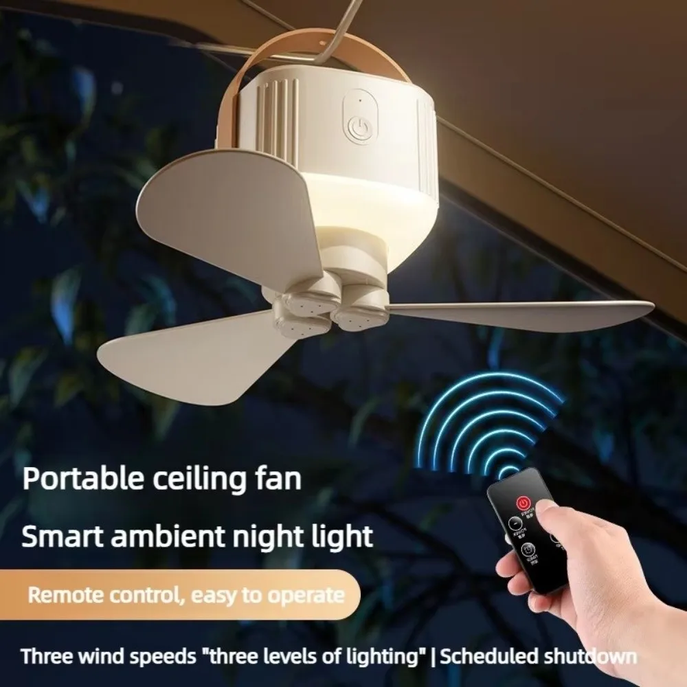

Rechargeable Ceiling Fan Light LED Lighting 3 Speed Settings Hanging Fan Light Remote Control with Remote Control