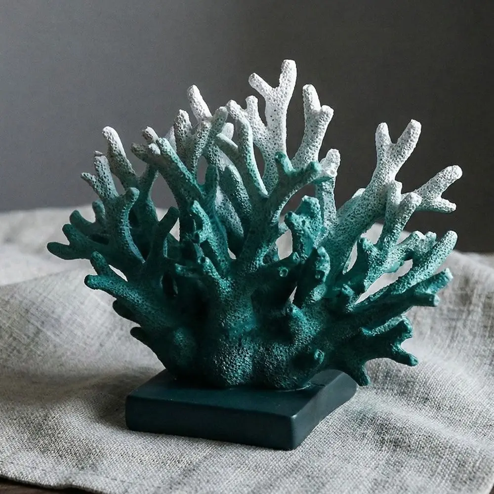 Resin Artificial Coral Statue Colorful Realistic Simulation Coral Ornament Gradient Non-slip Faux Coral Decoration Desktop Party