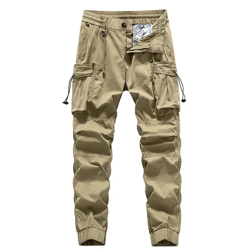 Spring and Autumn New Solid-Color Outdoor Sports Multi-Pocket Work Pants For Men Loose Straight Large-Sized High-Quality Pants