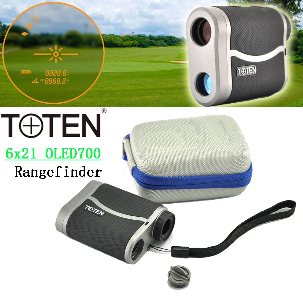 TOTEN Medidor de Distância a Laser de Alta Precisão 6x21 700m 1000m Medidor de Ângulo para Caça e Golfe Monóculo HD com Tela OLED