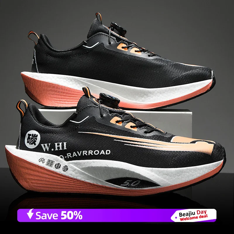 Men Sports Running Shoes Casual Marathon Carbon Plate Breathable Lightweight Women's Comfortable Athletic Nonskid Sneakers