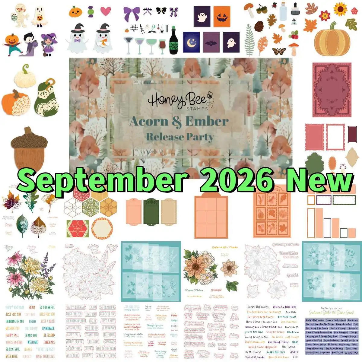 Fall 2026 Release Acorn Ember Ghost Halloween Metal Cutting Dies Clear Stamps Stencil Hot Foil For DIY Scrapbook Paper September