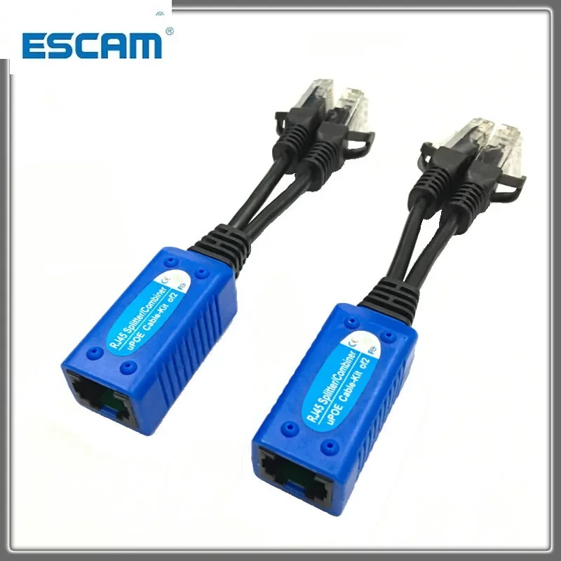 ESCAM UPOE01 POE Adapter Cable Connectors Passive Power Cable Ethernet PoE Adapter RJ45 splitter combiner ESCAM upoe cable kit