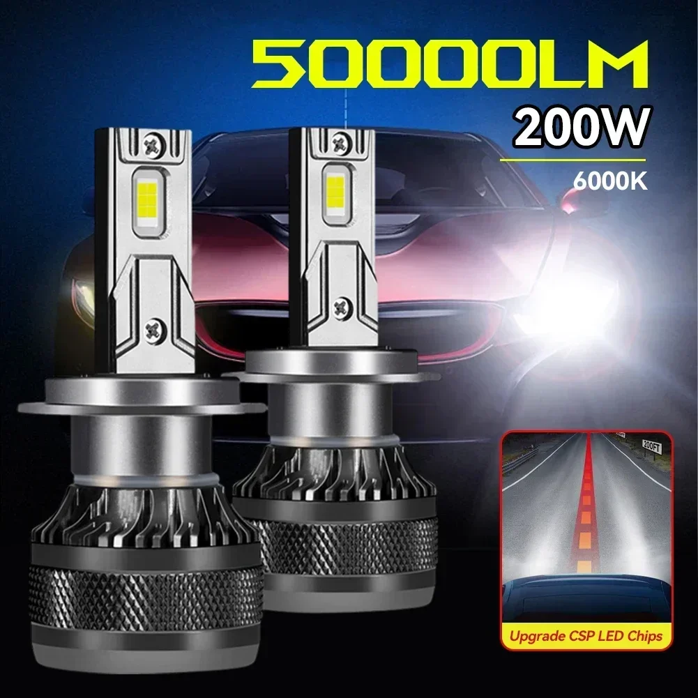 H4 H7 H1 H8 H11 HB4 9005 9006 Car LED Headlight 12V 6000K 200W LED Lights 50000LM Auto LED Lamp Turbo Fog Light Bulbs Waterproof