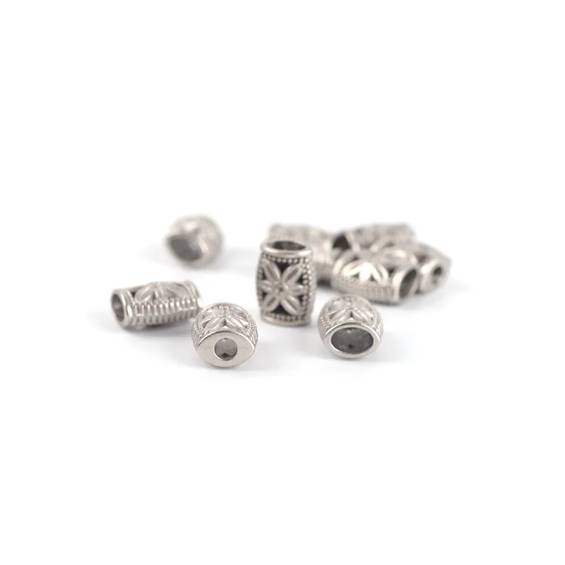 6-Piece Set of Metal Zinc Alloy Cord Stoppers, end Stoppers Hollow Floral Design, for Tightening Pants Waistbands, Clothing Drawstring Accessories