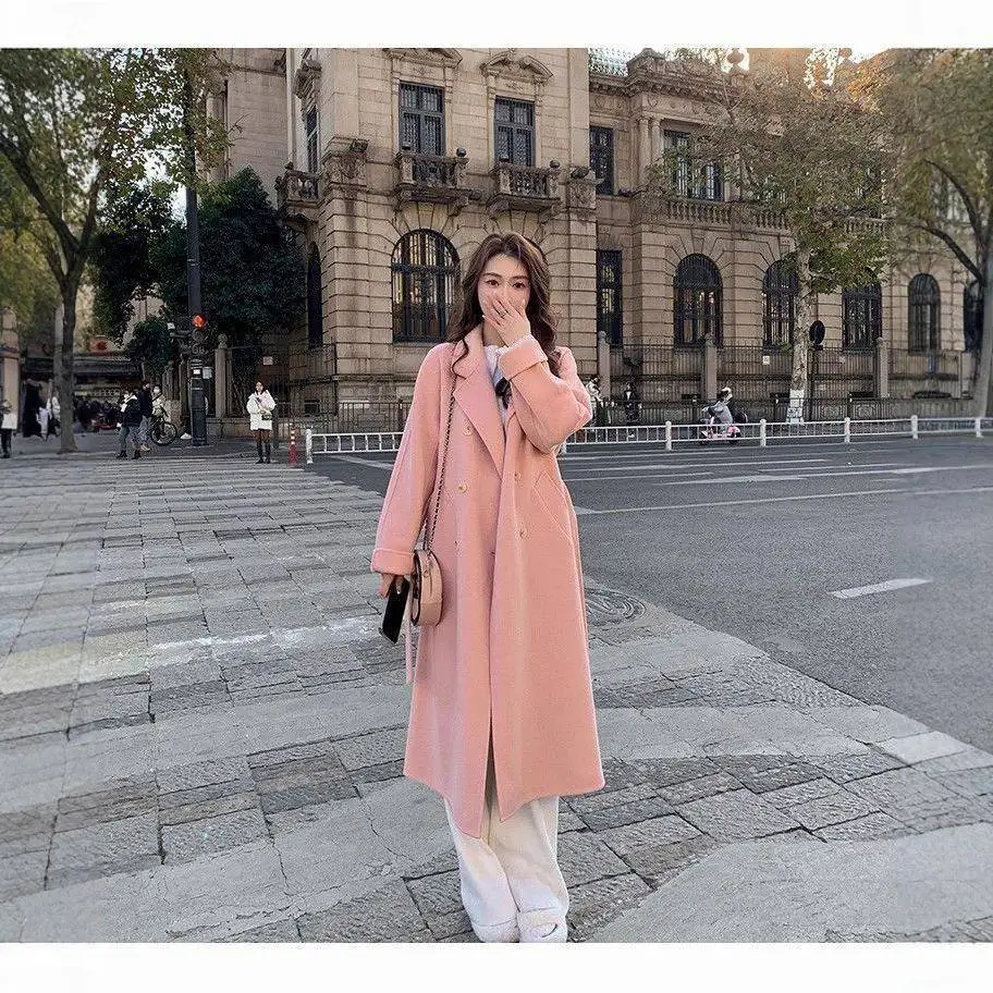

Trendy Korean Style Woolen Coat Women's Loose Midi Length Student Style Jacket Small Size Outerwear Autumn Winter New Arrival