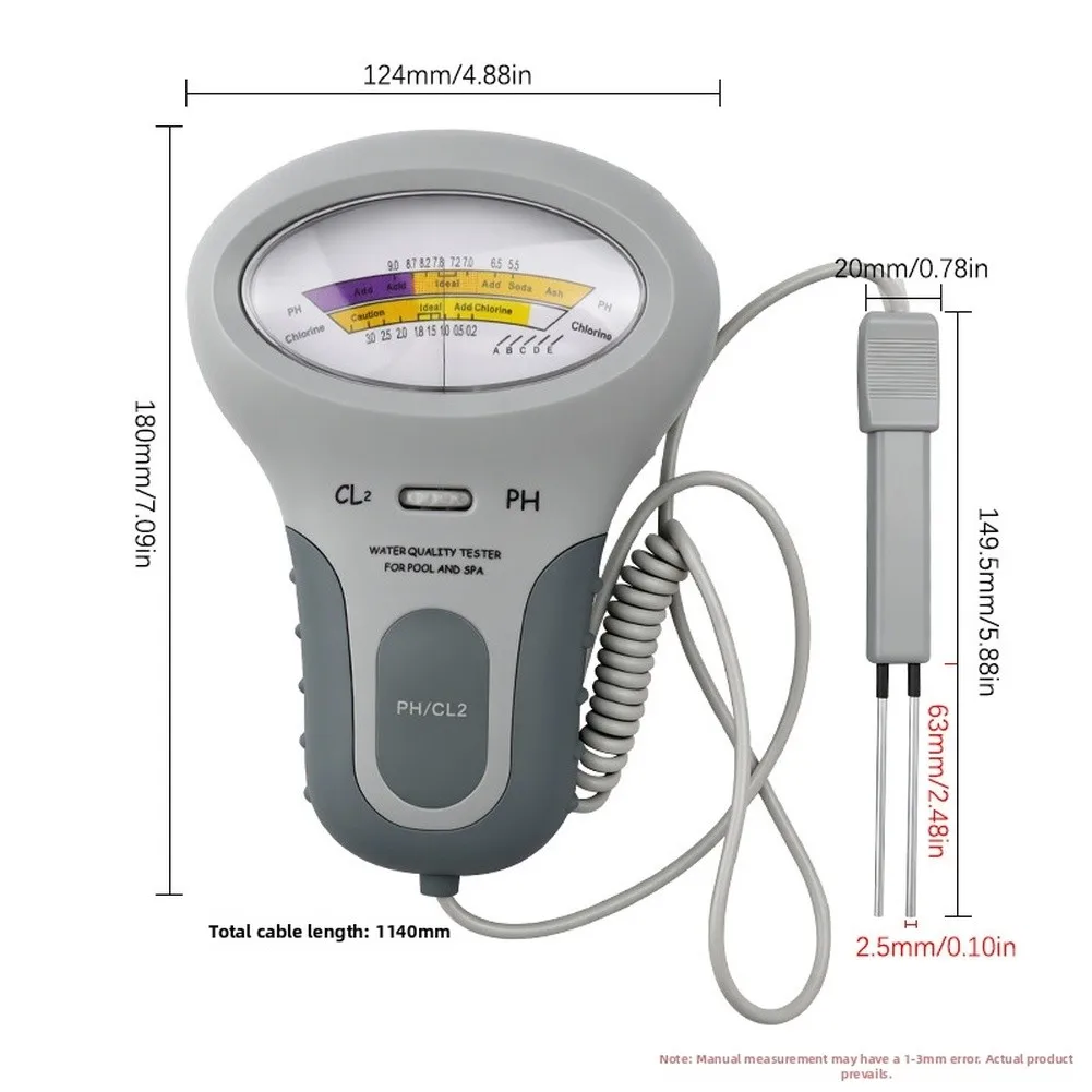 Swimming Pool Water Tester PC102 Supports Dual CL2 and pH Measurement with Convenient Size for Field Use and Home Applications