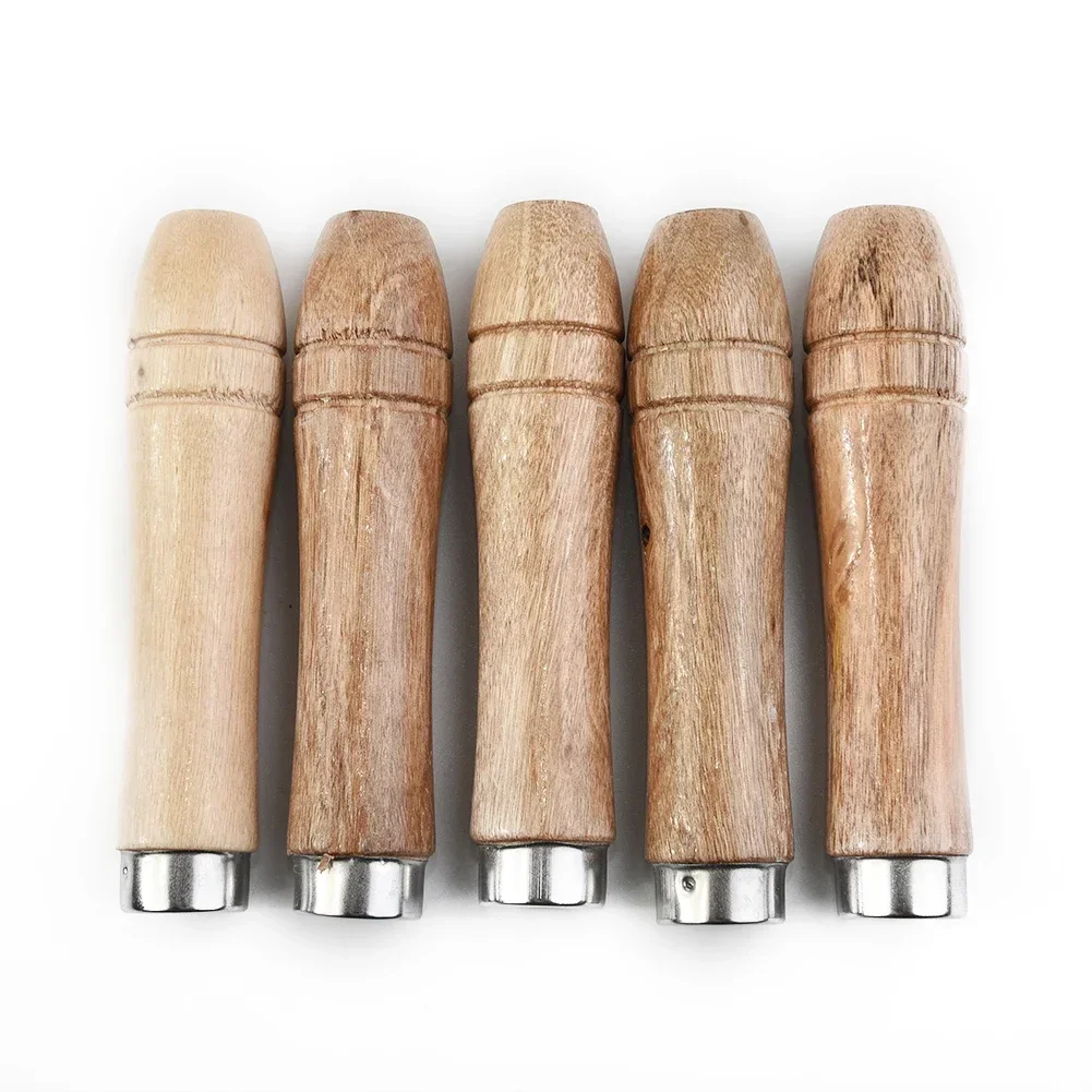 5pcs Wooden File Handle Strong Metal Collar For File Craft Polishing 9cm For Glass Wood Carving Filing Rust Proof Hand Tool