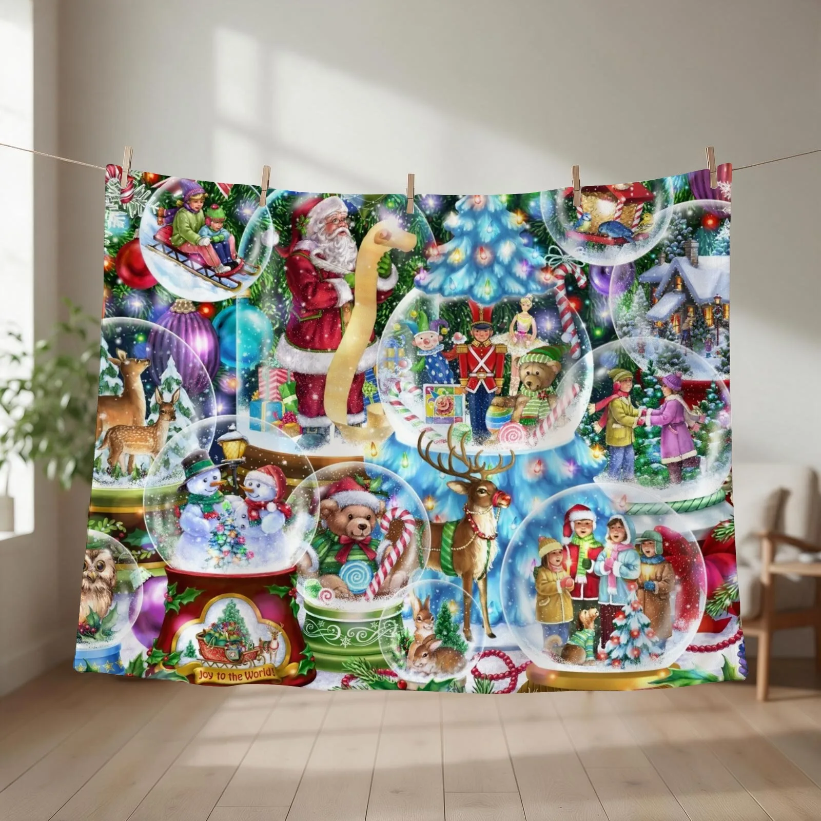 Christmas Snow Globes Throw Blanket couch cozy soft plush fuzzy picnic outdoor blanket
