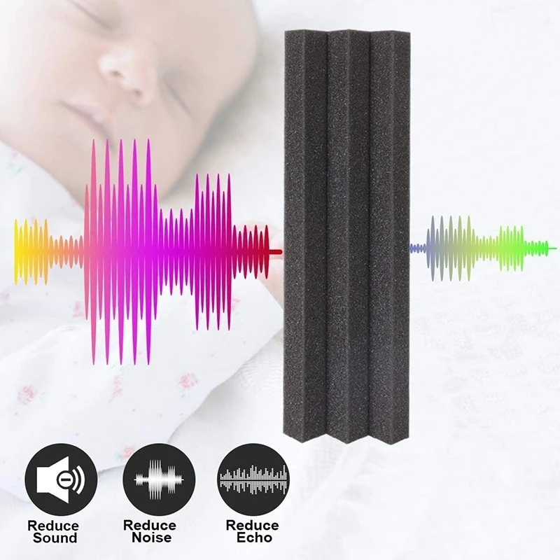 A69P-24 Pcs Bass Traps Acoustic Foam Panels Sound Proof Padding,Studio Foam For Corner Soundproofing Foam,Sound Proof Foam