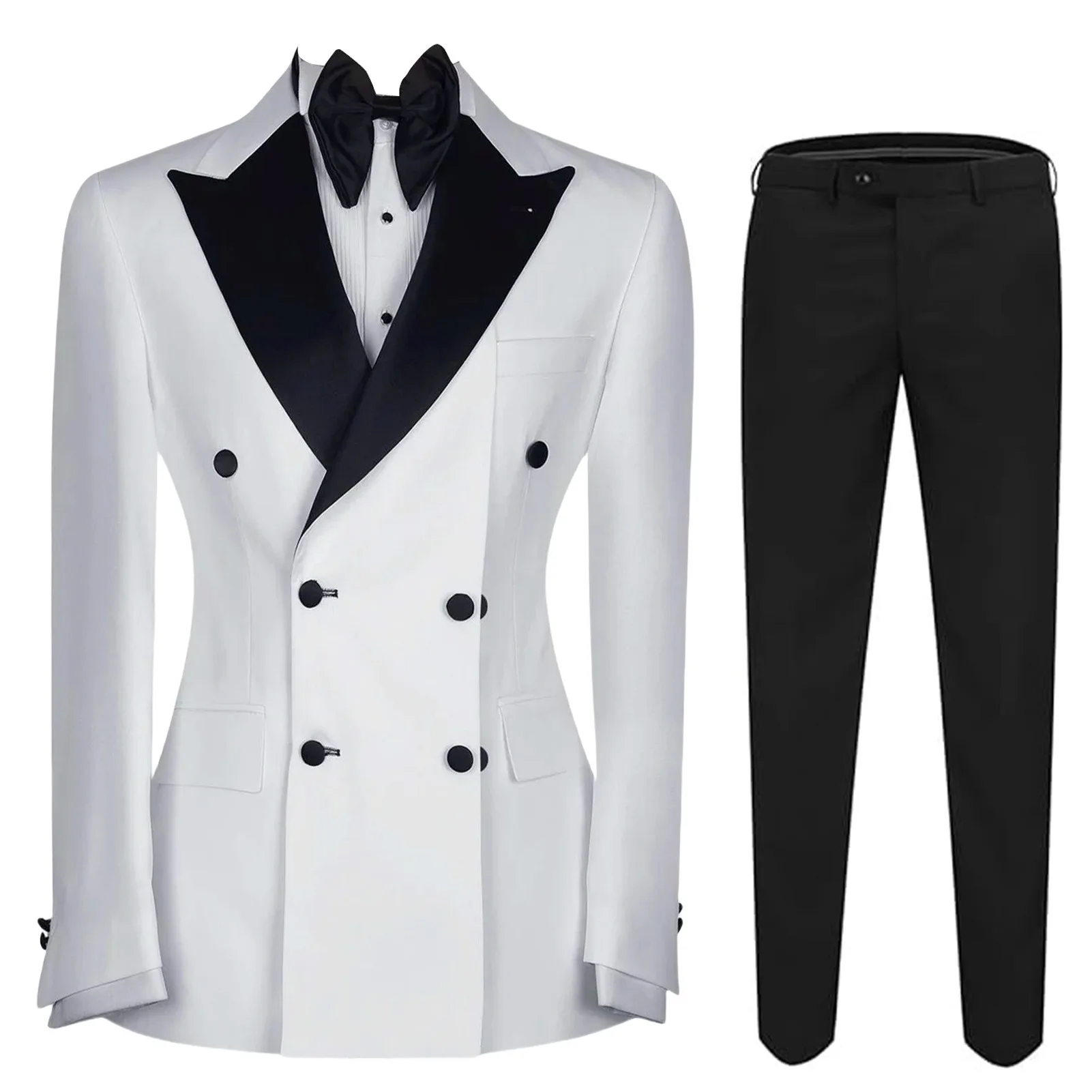 

Men's 2-piece Suit Slim Fit Business Double-breasted Suit Jacket and Trousers Formal Wedding Attire Wedding Suits for Men