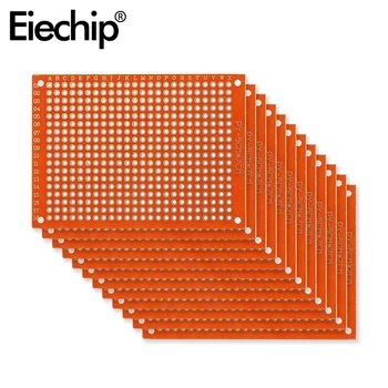 단면 회로 기판 PCB 브레드 보드 프로토보드, 범용 인쇄 회로 기판, DIY 세트, 노란색, 5x7 cm, 10 개