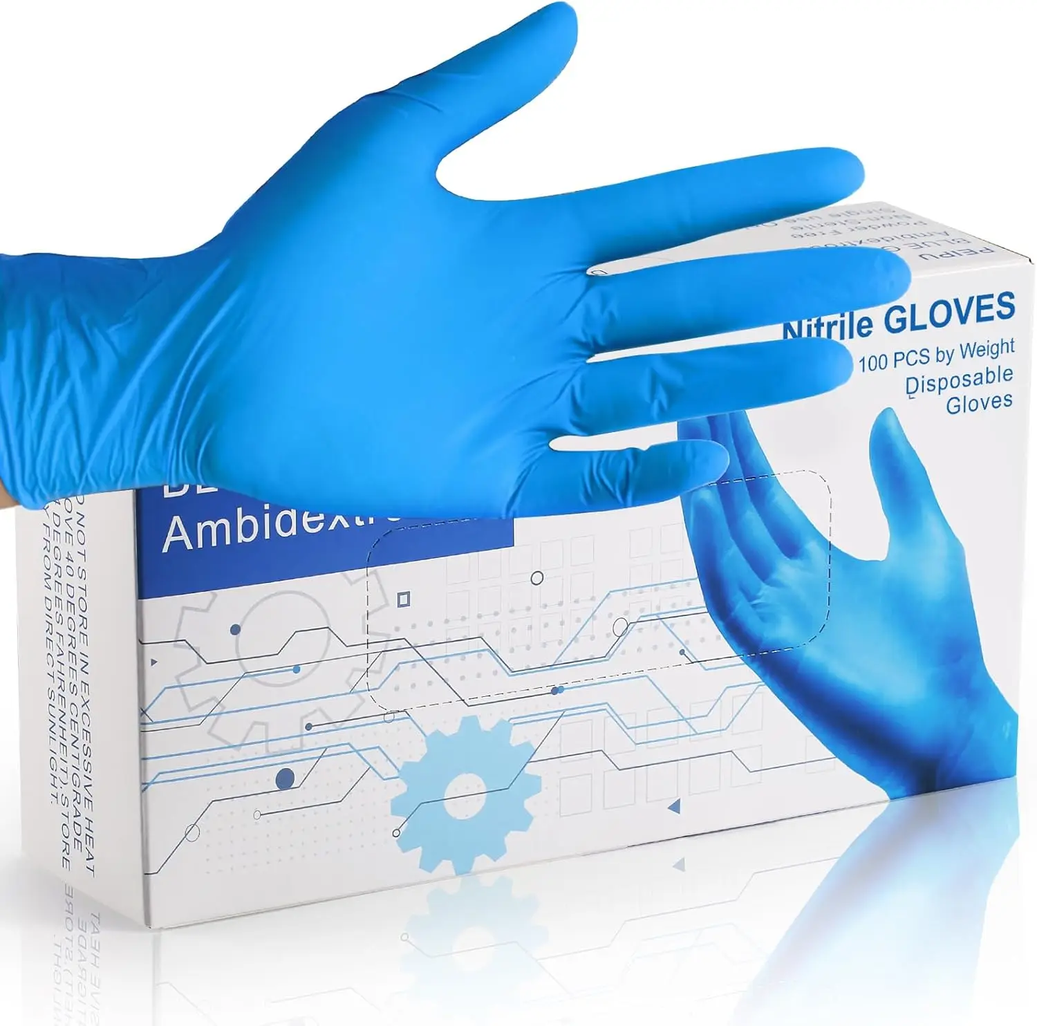 

Powder-Free Nitrile Disposable Gloves, Latex-Free for Cleaning Service and Household Use