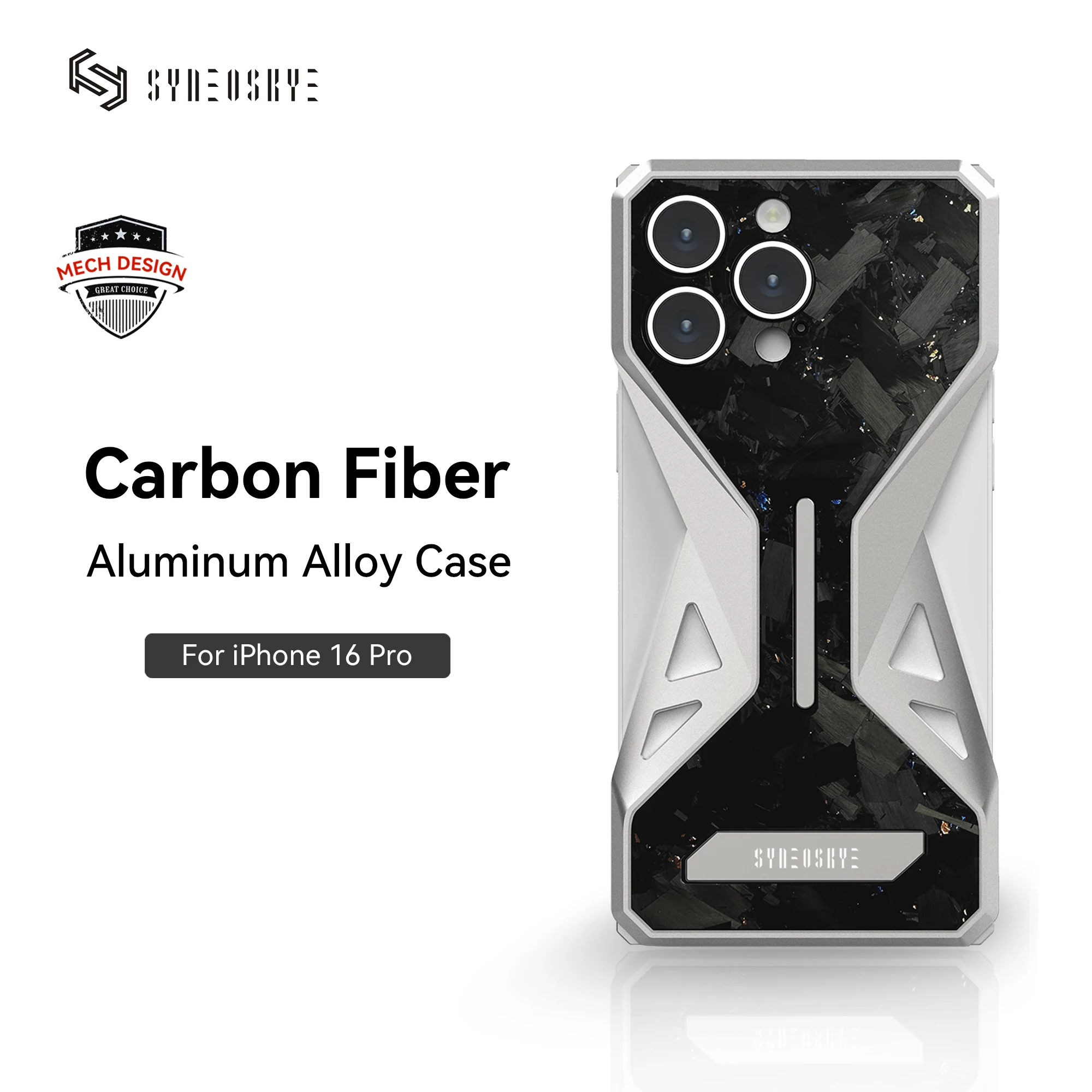 

SYNEOSKYE Real Premium: Роскошный чехол из кованого карбона для iPhone 16 Pro, противоскользящий, ультратонкий, полузакрытый, деловой чехол для телефона