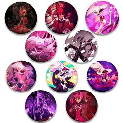 58mm Round Anime Hazbin Hotel‌ Enamel Pins Handmade Brooch Cartoon Cosplay Badge on Backpack Jewelry Accessories Collection Gift