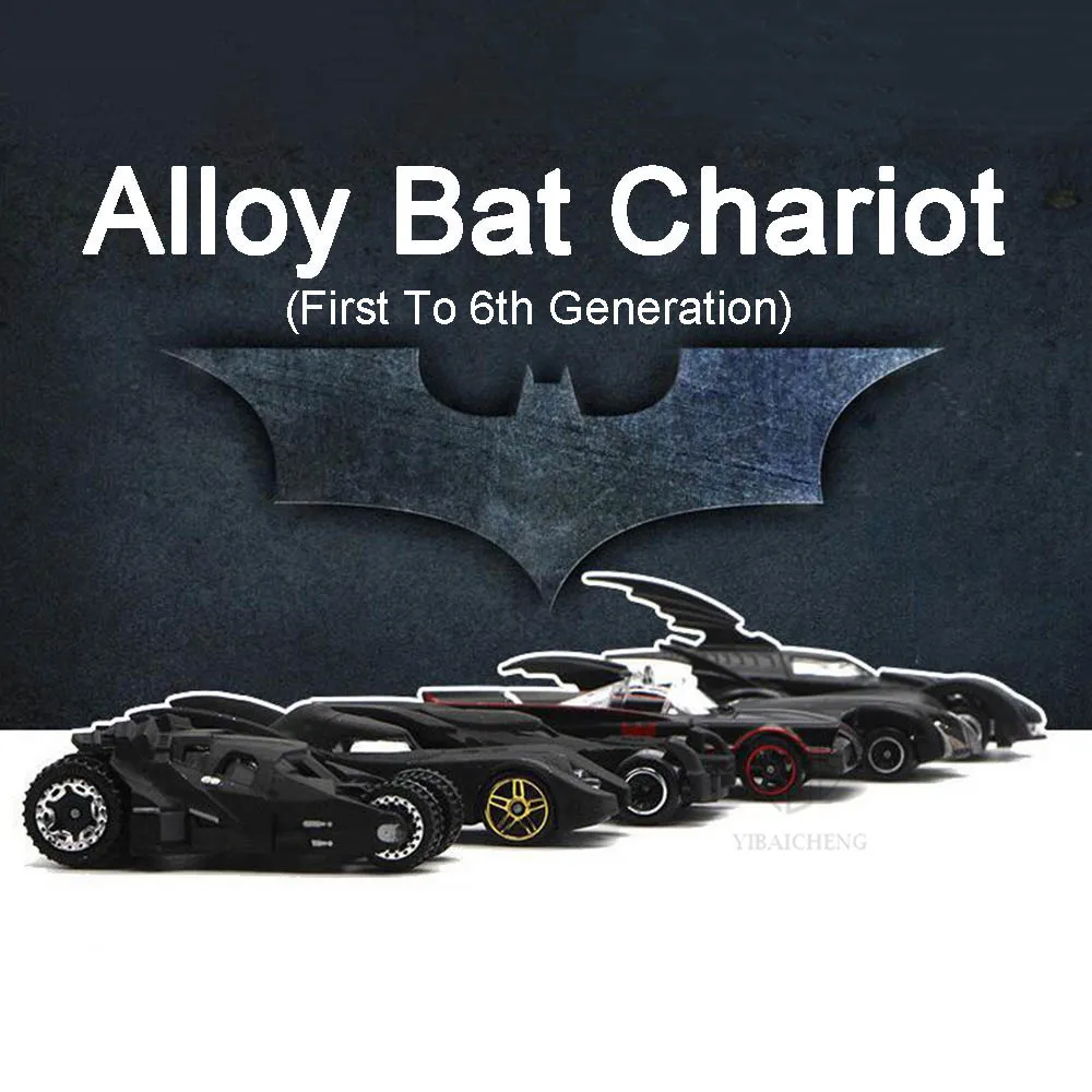 1:64 6 Pcs/Set Alloy Car Models Toy Bat Chariot American Movie First To 6th Generation Bat Chariot Metal Cars For Children Gifts