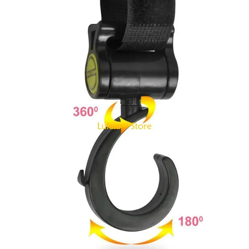 

Y4QA Pram Bag Hook Pram Hanger Carabiner Hook for Handbags Universal Fit Black Hook Clip for Purse Shopping